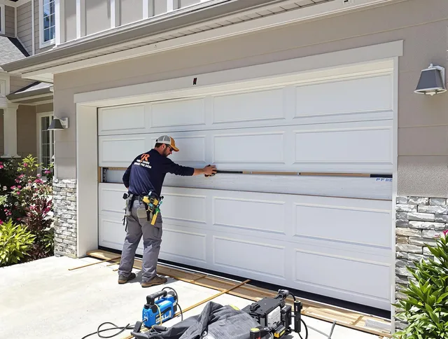 Wellington Garage Door Repair team performing complete garage door replacement at Wellington residence
