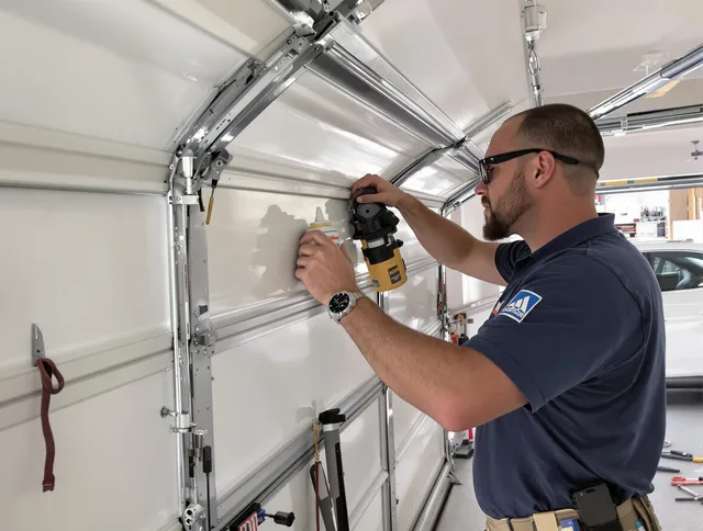 Wellington Garage Door Repair technician quieting a noisy garage door in Wellington