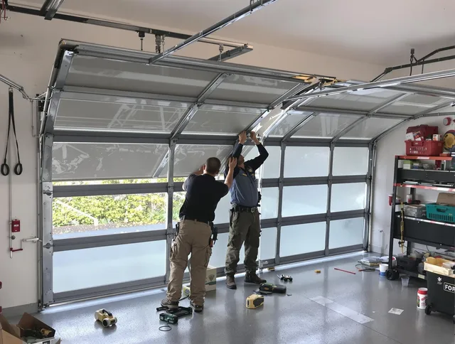 Wellington Garage Door Repair expert performing precise panel replacement on Wellington garage door
